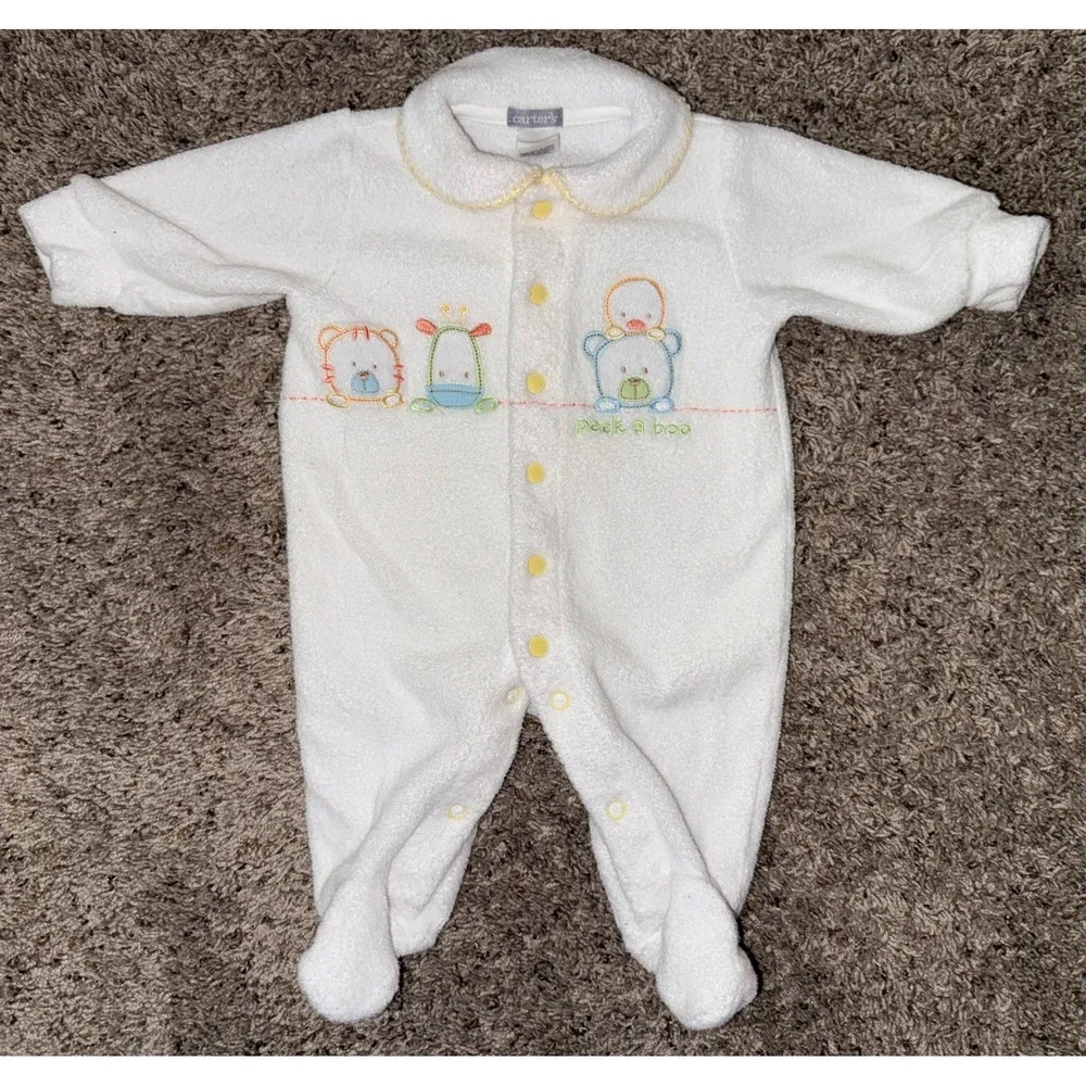 Baby Boy Girl Clothes‎ Vintage Carter's Newborn Terry Cloth Peek A Boo Outfit